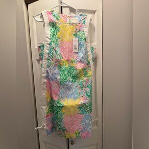 NWT LILLY PULITZER BECKLER STRETCH SHIFT DRESS SIZE 8 BRIGHT DELIGHT PATCH